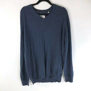 Billy Reid Mens Sweater Wool Silk Blend V Neck Pullover Blue Size XL